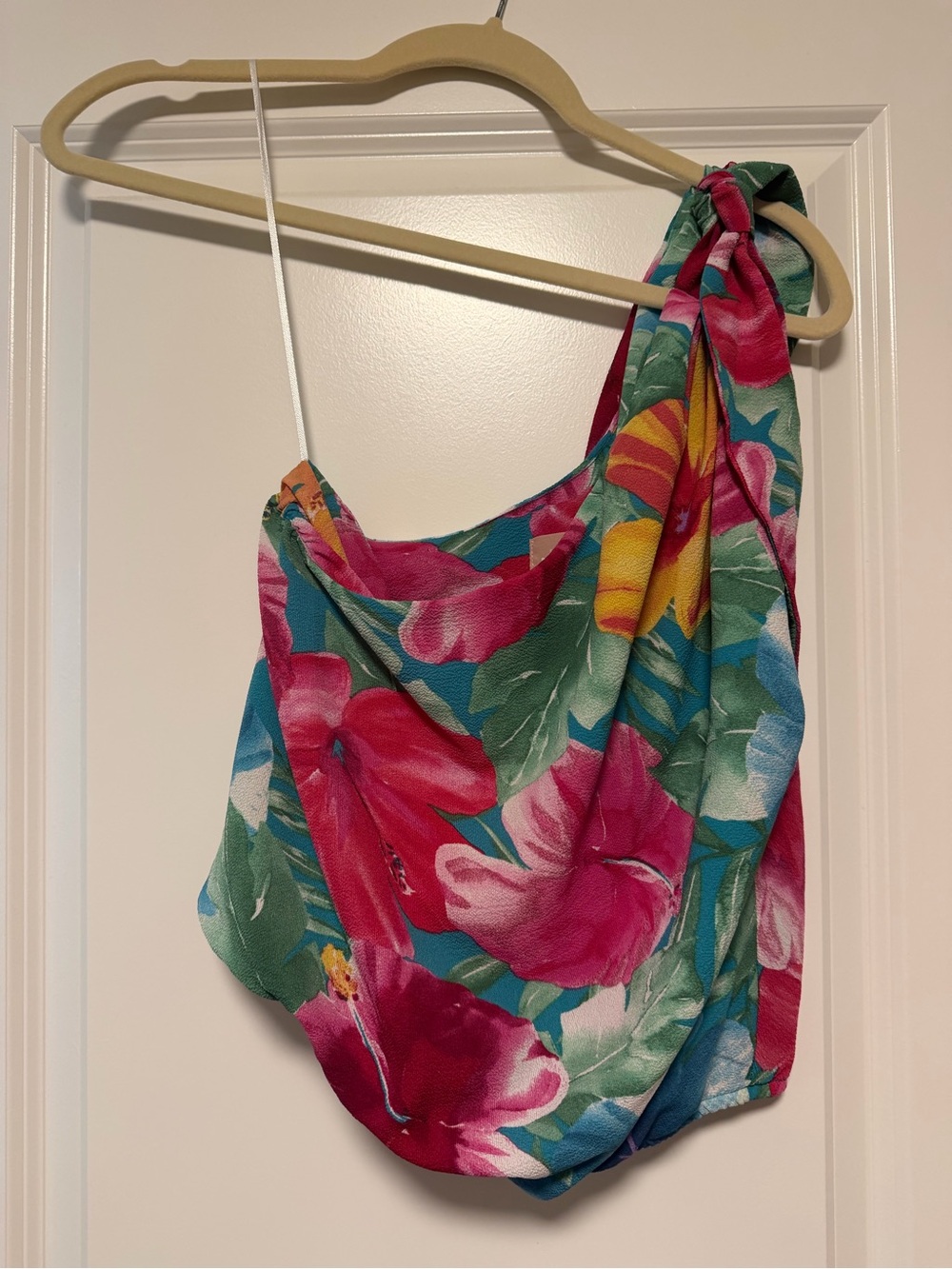 Show Me Your MuMu Floral Pink One-Shoulder Top